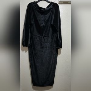Black Longsleeve Velvet High Neck Dress Size XXL